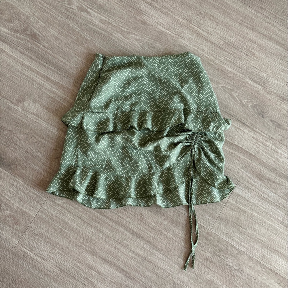 Oh Polly Green Ruffle Mini Skirt